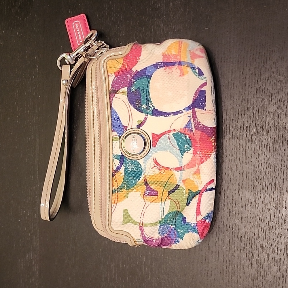 Coach Rainbow colored wristlet